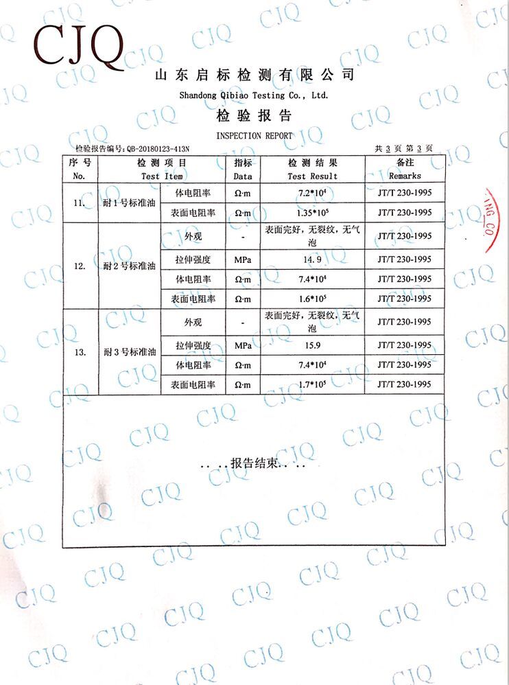 2018年HTY900型靜電拖地帶檢驗報告